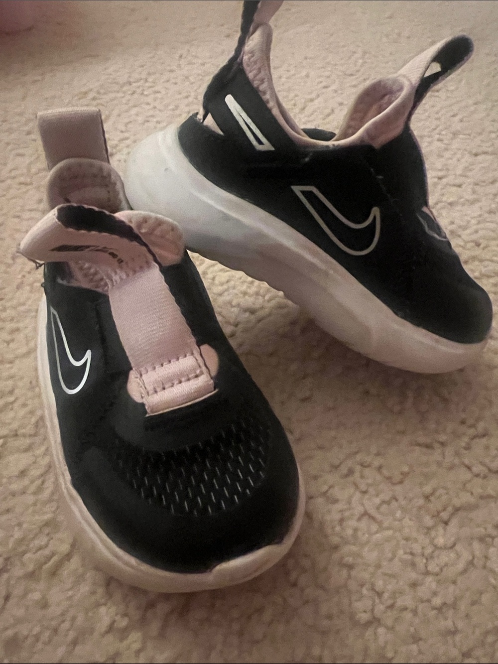 Nike Toddler Black and Light Pink Slip-On Sneakers